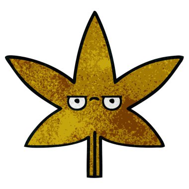 Retro grunge doku çizgi film sonbahar yaprak