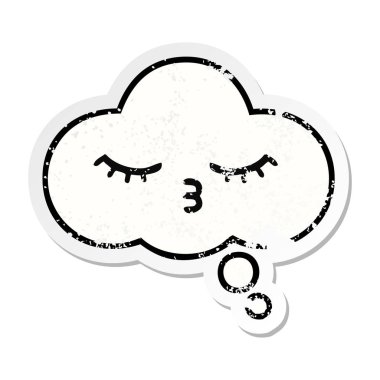 sevimli çizgi düşünce balonu sıkıntılı etiket