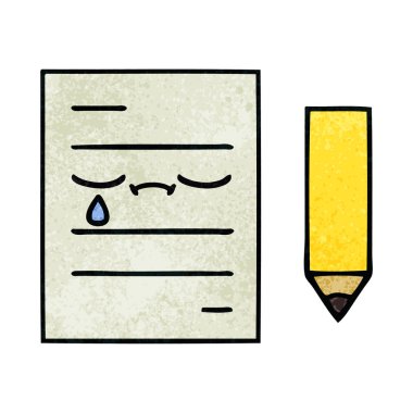 Retro grunge doku karikatür bir test kağıt