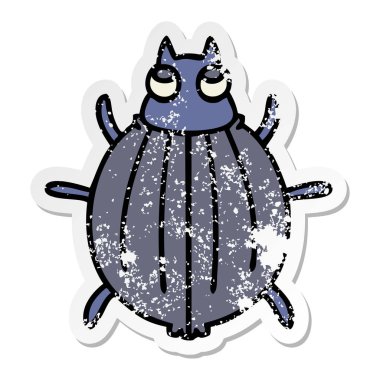 ilginç bir el sıkıntılı etiket karikatür böceği çizilmiş