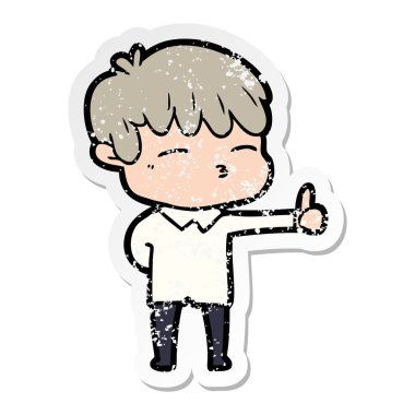 çizgi film meraklı bir çocuk sıkıntılı etiket