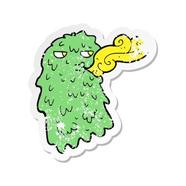 bir çizgi film brüt hayaletin Retro sıkıntılı etiket