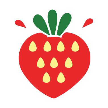 düz renk retro çizgi film çilek