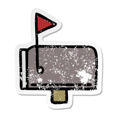 sevimli çizgi posta kutusunun sıkıntılı etiket