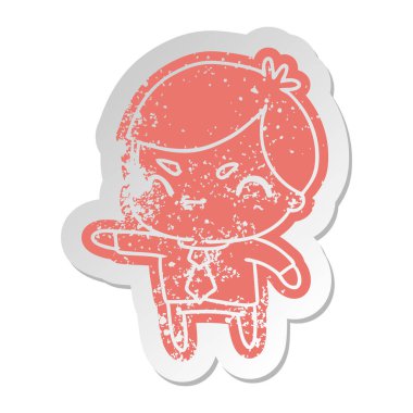 kawaii hoş çocuk sıkıntılı eski etiket