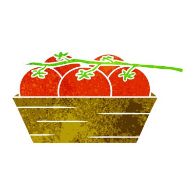 elle çizilmiş retro karikatür doodle domates bir kutu