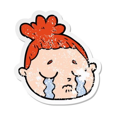 bir çizgi film kadın yüzü sıkıntılı etiket