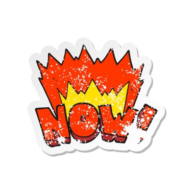 Retro etiket bir karikatür şimdi sıkıntılı sembolü