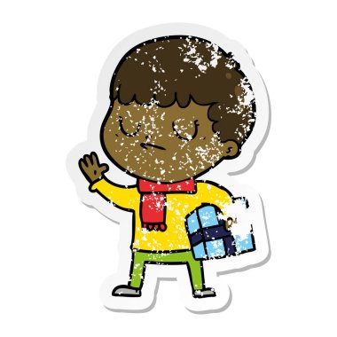 bir çizgi film huysuz çocuğun sıkıntılı etiket