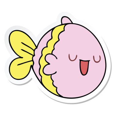 ilginç bir el etiket karikatür balık çizilmiş