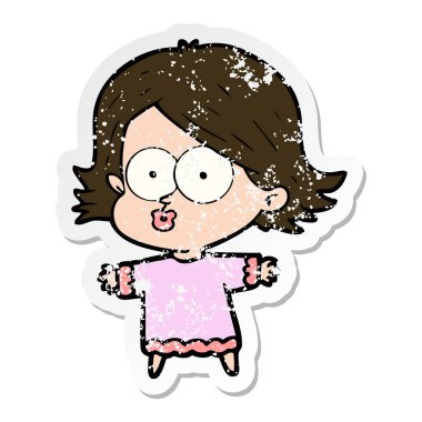 surat asmayı bir çizgi film kızın sıkıntılı etiket