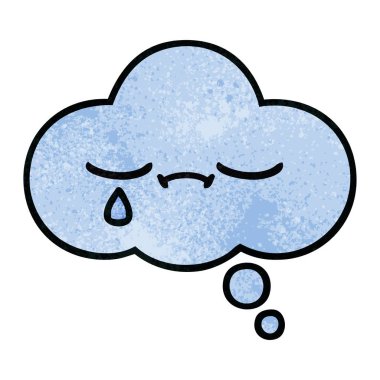 Retro grunge doku karikatür bir düşünce balonu