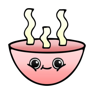 Degrade gölgeli karikatür tas sıcak çorba