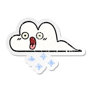 kar bulut sevimli çizgi sıkıntılı sticker şok