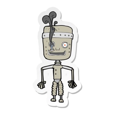 bir çizgi film hatalı çalışan robot Sticker