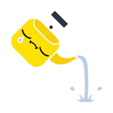 düz renk retro karikatür dökülen bir Kettle