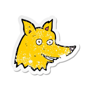 bir çizgi film fox kafa Retro sıkıntılı etiket