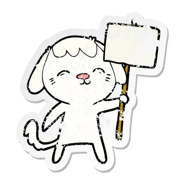 bir mutlu karikatür köpek sıkıntılı etiket