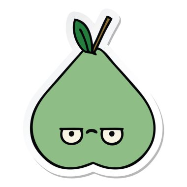 sevimli çizgi yeşil armut etiket