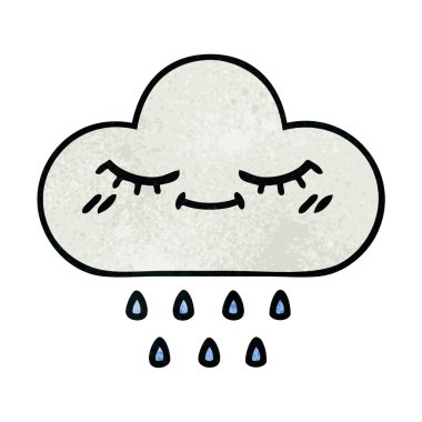 Retro grunge doku karikatür bir yağmur bulutu