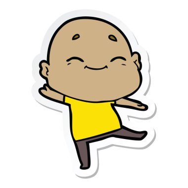 etiket karikatür mutlu bir kel adamın