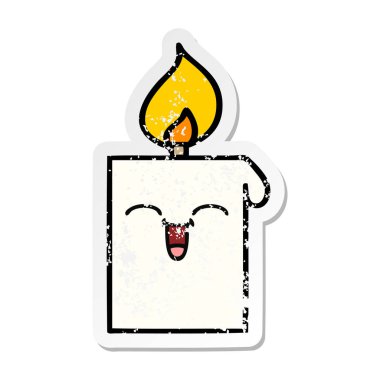 sevimli çizgi sıkıntılı etiket mum yaktı