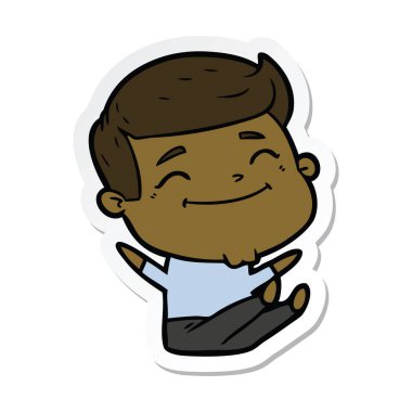 bir mutlu çizgi film adamın etiket