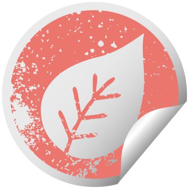 sıkıntılı dairesel peeling etiket sembolü bir sonbahar yaprak