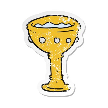 bir çizgi film kadehi Retro sıkıntılı etiket