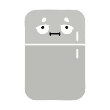 bir buzdolabı dondurucu düz renk retro karikatür