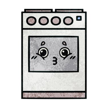 Retro grunge doku karikatür mutfak fırın