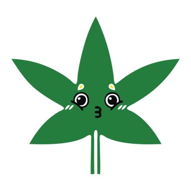 düz renk retro karikatür marihuana yaprağı
