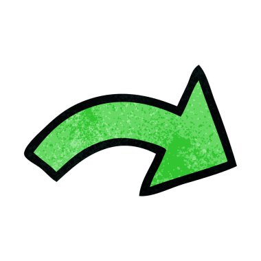 Retro grunge doku karikatür bir işaretçi ok