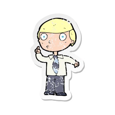 bir çizgi film okul çocuğun Retro sıkıntılı etiket