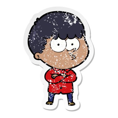 çizgi film meraklı bir çocuk sıkıntılı etiket