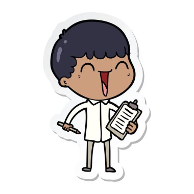 etiket karikatür mutlu bir adamın