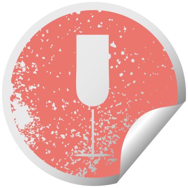 sıkıntılı dairesel peeling etiket sembolü bir şampanya flüt