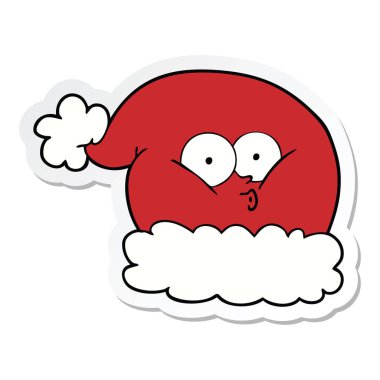 etiket bir karikatür Noel Noel Baba şapkası