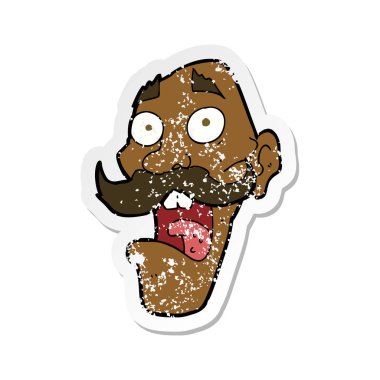 yaşlı adam bir karikatür Retro sıkıntılı etiket korkuttu