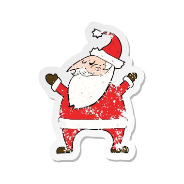 Retro sıkıntılı etiket bir karikatür Noel Baba