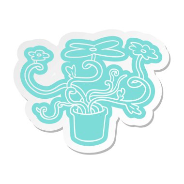 çizgi film etiketi bir çiçek bitki