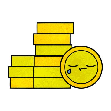 Retro grunge doku karikatür bir sikke