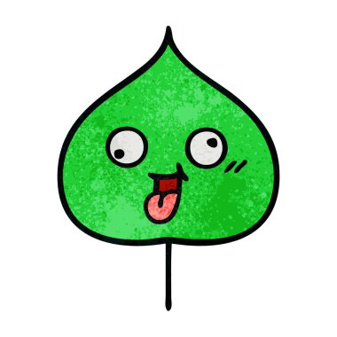 Retro grunge doku karikatür ekspresiyon yaprak