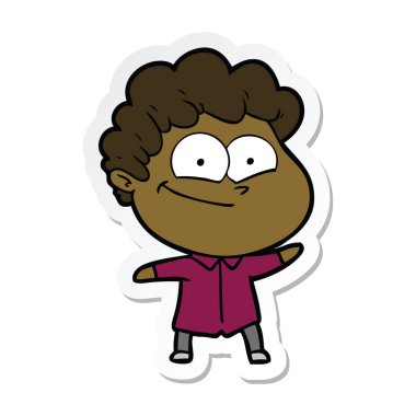 etiket karikatür mutlu bir adamın