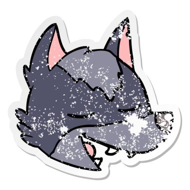 bir çizgi film kurt yüz sıkıntılı etiket