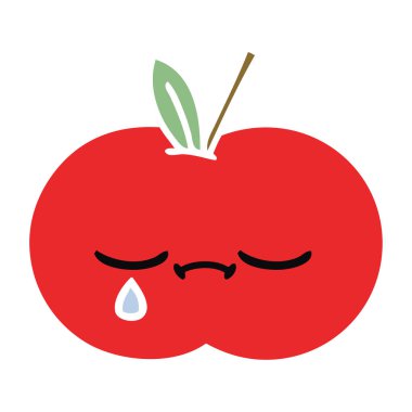 düz renk retro karikatür kırmızı elma