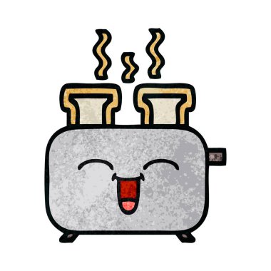 Retro grunge doku karikatür bir ekmek kızartma makinesi,