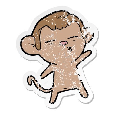 bir çizgi film şüpheli maymunun sıkıntılı etiket