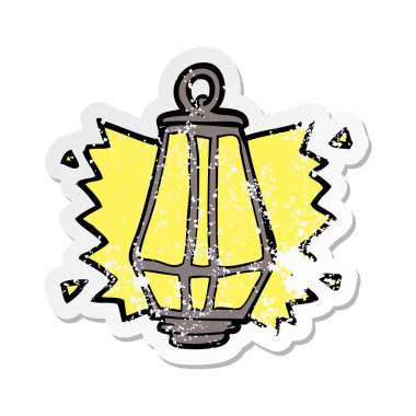 Retro bir karikatür fener parlayan etiket sıkıntılı