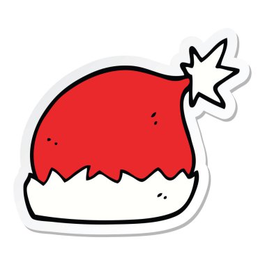 etiket bir karikatür Noel Baba şapkası